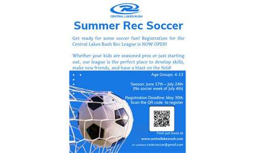 Register for summer rec soccer 